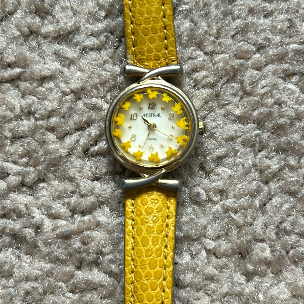 Mistral women’s vintage italian yellow‎ adjustable murano glass venice watch